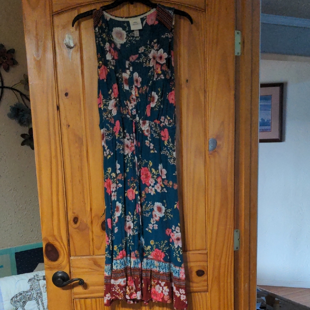 Knox Rose Teal and Pink Floral Maxi Dress